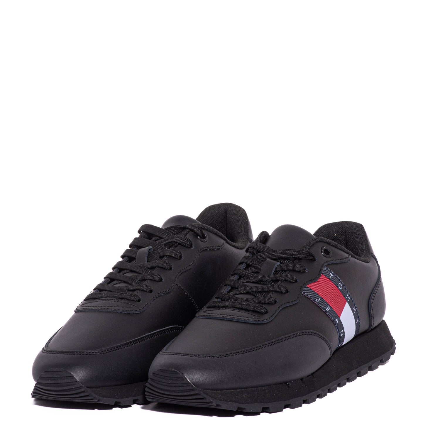 Tenis Tommy Leather Runner Tjm Ess Triple Black