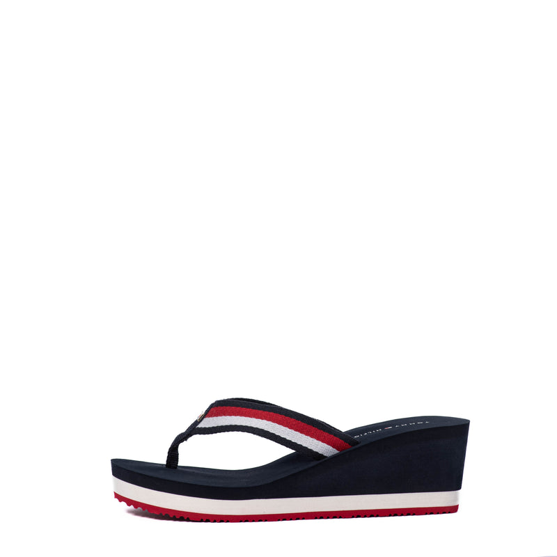 Chanclas Tommy Corporate Wedge Beach Sandal Red White Blue
