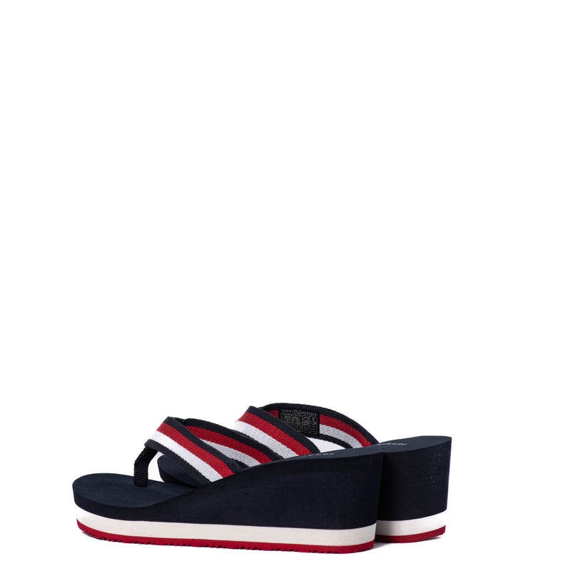 Chanclas Tommy Corporate Wedge Beach Sandal Red White Blue